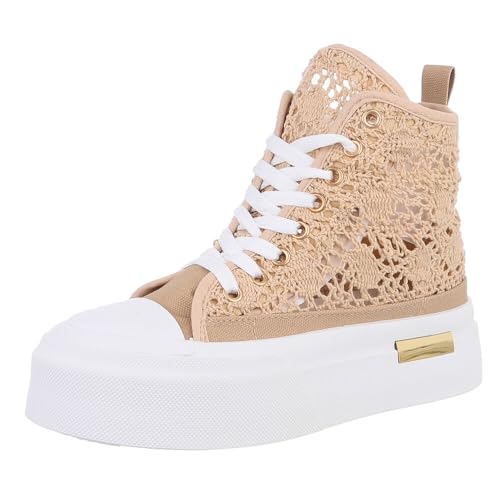 Ital Design Damenschuhe Freizeitschuhe Sneakers High, PC2809-, Textil, Hellbraun Weiß, Gr. 39 Ital Design Damenschuhe Freizeitschuhe Sneakers High, PC2809-, Textil, Hellbraun Weiß, Gr. 39 von Ital Design