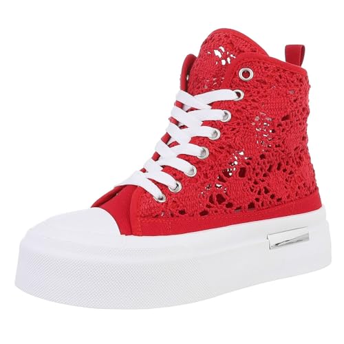 Ital Design Damenschuhe Freizeitschuhe Sneakers High, PC2809-, Textil, Rot Weiß, Gr. 40 Ital Design Damenschuhe Freizeitschuhe Sneakers High, PC2809-, Textil, Rot Weiß, Gr. 40 von Ital Design
