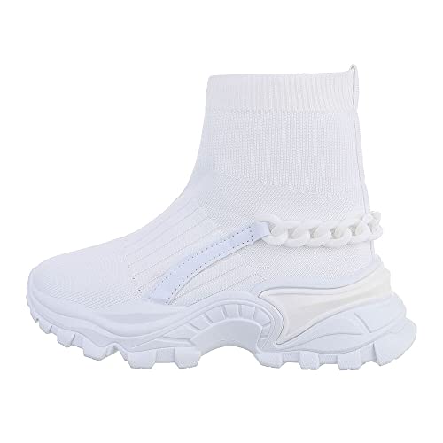 Ital Design Damenschuhe Freizeitschuhe Sneakers High, PC92-, Synthetik, Weiß, Gr. 39 von Ital Design