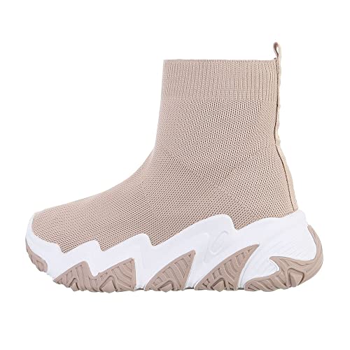 Ital Design Damenschuhe Freizeitschuhe Sneakers High, RA18-, Synthetik, Hellbraun, Gr. 37 von Ital Design