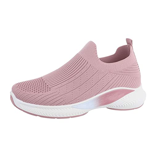 Ital Design Damenschuhe Freizeitschuhe Sneakers Low, 28330-, Synthetik, Rosa Weiß, Gr. 39 von Ital Design