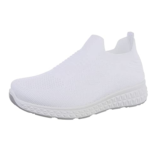 Ital Design Damenschuhe Freizeitschuhe Sneakers Low, 5682-, Textil, Weiß, Gr. 37 von Ital Design