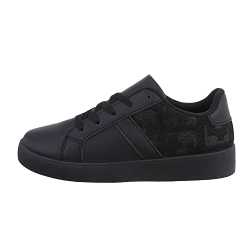 Ital Design Damenschuhe Freizeitschuhe Sneakers Low, 6801-1-, Kunstleder, Schwarz, Gr. 37 von Ital Design