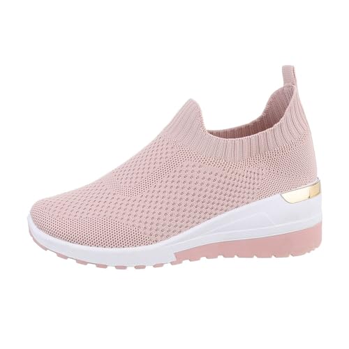 Ital Design Damenschuhe Freizeitschuhe Sneakers Low, 6954-, Textil, Altrosa, Gr. 37 von Ital Design