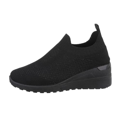 Ital Design Damenschuhe Freizeitschuhe Sneakers Low, 6954-, Textil, Schwarz, Gr. 39 von Ital Design