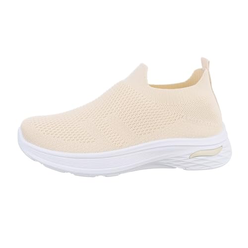 Ital Design Damenschuhe Freizeitschuhe Sneakers Low, 820-, Textil, Beige, Gr. 37 von Ital Design