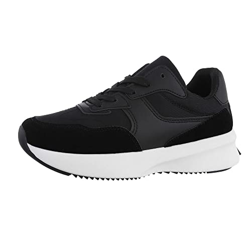 Ital Design Damenschuhe Freizeitschuhe Sneakers Low, 8789-, Kunstleder, Schwarz Weiß, Gr. 37 von Ital Design