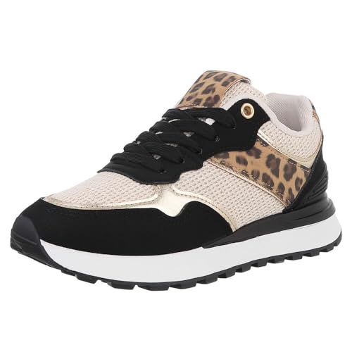 Ital Design Damenschuhe Freizeitschuhe Sneakers Low, 88203-, Kunstleder, Schwarz Beige, Gr. 39 von Ital Design