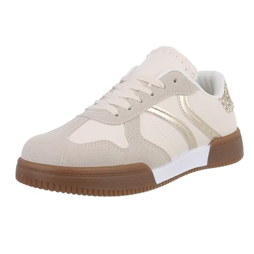 Ital Design Damenschuhe Freizeitschuhe Sneakers Low, 88210-, Kunstleder, Grau Beige, Gr. 40 von Ital Design