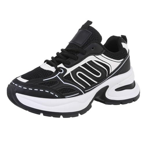 Ital Design Damenschuhe Freizeitschuhe Sneakers Low, A-105-1-, Kunstleder, Schwarz Weiß, Gr. 40 von Ital Design