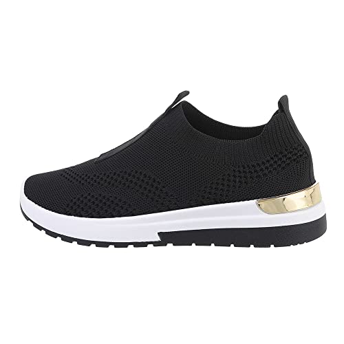 Ital Design Damenschuhe Freizeitschuhe Sneakers Low, A-17-3-, Synthetik, Schwarz, Gr. 38 von Ital Design