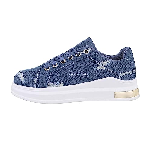 Ital Design Damenschuhe Freizeitschuhe Sneakers Low, A-53-1-, Textil, Blau, Gr. 39 von Ital Design