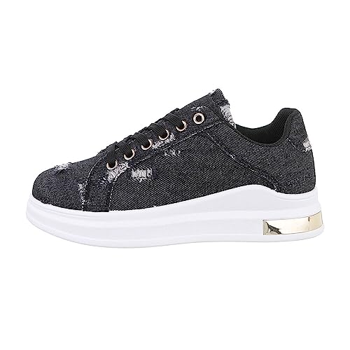 Ital Design Damenschuhe Freizeitschuhe Sneakers Low, A-53-1-, Textil, Schwarz, Gr. 37 Ital Design Damenschuhe Freizeitschuhe Sneakers Low, A-53-1-, Textil, Schwarz, Gr. 37 von Ital Design