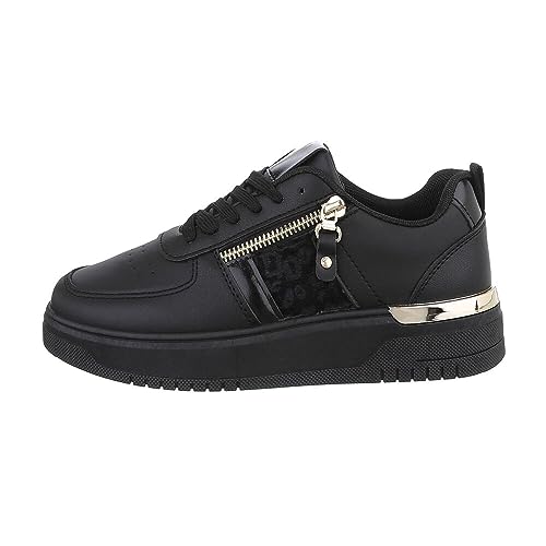 Ital Design Damenschuhe Freizeitschuhe Sneakers Low, A-66-, Kunstleder, Schwarz, Gr. 40 von Ital Design