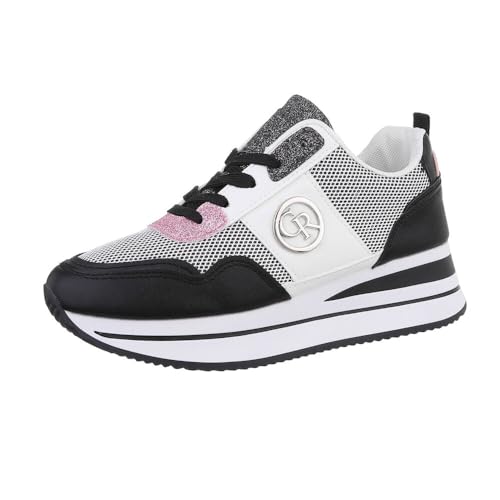 Ital Design Damenschuhe Freizeitschuhe Sneakers Low, FF-52-, Kunstleder, Schwarz, Gr. 41 von Ital Design