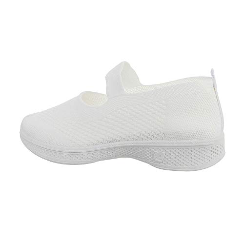 Ital Design Damenschuhe Freizeitschuhe Sneakers Low, J2153-1-, Synthetik, Weiß, Gr. 36 von Ital Design