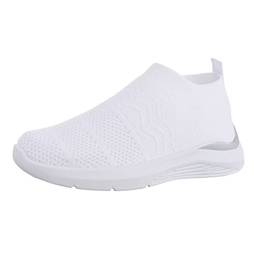 Ital Design Damenschuhe Freizeitschuhe Sneakers Low, J2322-1-, Synthetik, Weiß, Gr. 38 von Ital Design