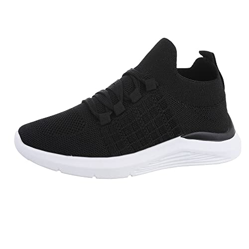 Ital Design Damenschuhe Freizeitschuhe Sneakers Low, J2323-1-, Synthetik, Schwarz Weiß, Gr. 39 von Ital Design