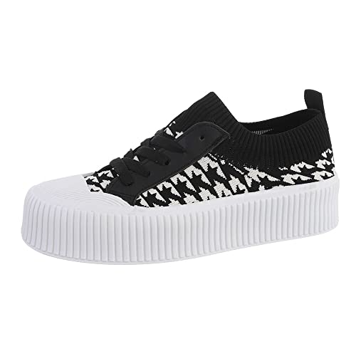 Ital Design Damenschuhe Freizeitschuhe Sneakers Low, J2343-2-, Synthetik, Weiß Schwarz, Gr. 38 von Ital Design