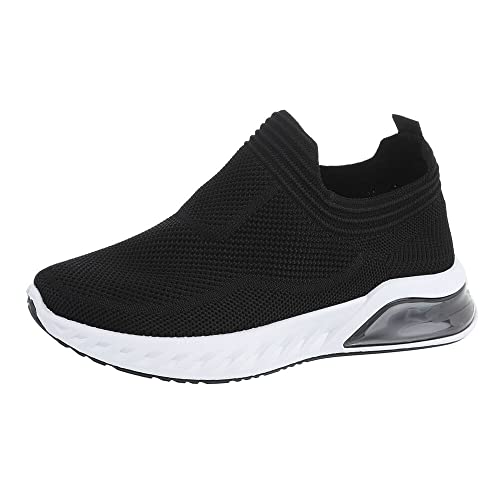 Ital Design Damenschuhe Freizeitschuhe Sneakers Low, J2351-1-, Synthetik, Schwarz Weiß, Gr. 38 von Ital Design