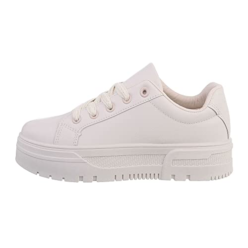 Ital Design Damenschuhe Freizeitschuhe Sneakers Low, J504-, Kunstleder, Creme, Gr. 38 von Ital Design