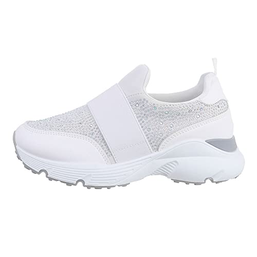 Ital Design Damenschuhe Freizeitschuhe Sneakers Low, KK-369-, Kunstleder, Weiß, Gr. 36 von Ital Design