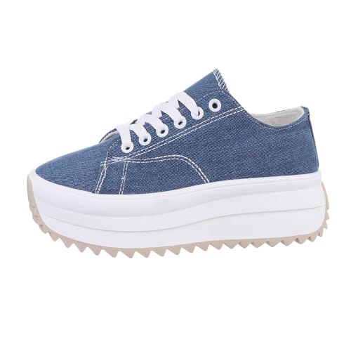 Ital Design Damenschuhe Freizeitschuhe Sneakers Low, LT230-2-, Textil, Blau Weiß, Gr. 41 von Ital Design