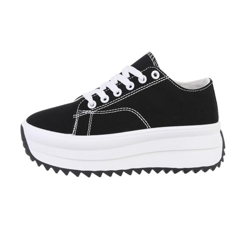 Ital Design Damenschuhe Freizeitschuhe Sneakers Low, LT230-2-, Textil, Schwarz Weiß, Gr. 38 von Ital Design