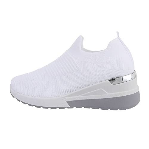 Ital Design Damenschuhe Freizeitschuhe Sneakers Low, PC116-, Synthetik, Weiß, Gr. 40 von Ital Design