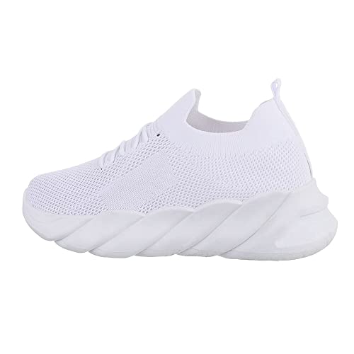 Ital Design Damenschuhe Freizeitschuhe Sneakers Low, PC129-, Synthetik, Weiß, Gr. 40 von Ital Design