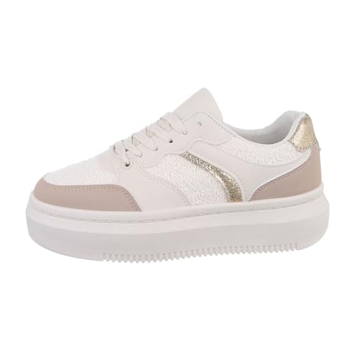 Ital Design Damenschuhe Freizeitschuhe Sneakers Low, PC190-, Kunstleder, Creme, Gr. 41 von Ital Design