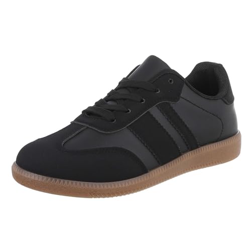 Ital Design Damenschuhe Freizeitschuhe Sneakers Low, PC228-, Kunstleder, Schwarz, Gr. 36 von Ital Design