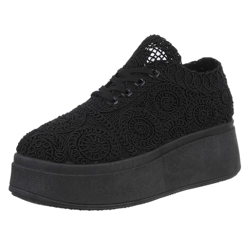 Ital Design Damenschuhe Freizeitschuhe Sneakers Low, PC2808-, Textil, Schwarz, Gr. 40 von Ital Design