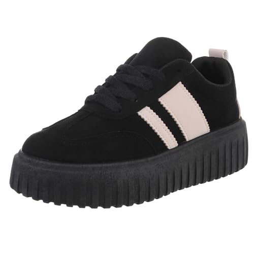 Ital Design Damenschuhe Freizeitschuhe Sneakers Low, PC303-, Kunstleder, Schwarz, Gr. 40 von Ital Design