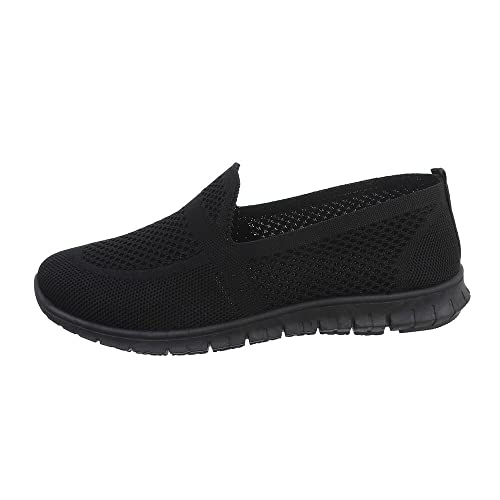 Ital Design Damenschuhe Freizeitschuhe Sneakers Low, TA-211-, Textil, Schwarz, Gr. 37 von Ital Design