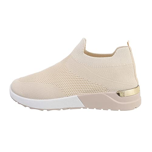 Ital Design Damenschuhe Freizeitschuhe Sneakers Low, TA-216-1-, Textil, Beige, Gr. 37 von Ital Design