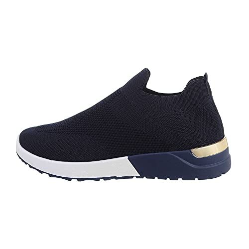 Ital Design Damenschuhe Freizeitschuhe Sneakers Low, TA-216-1-, Textil, Dunkelblau, Gr. 36 von Ital Design