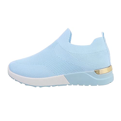 Ital Design Damenschuhe Freizeitschuhe Sneakers Low, TA-216-1-, Textil, Hellblau, Gr. 39 von Ital Design