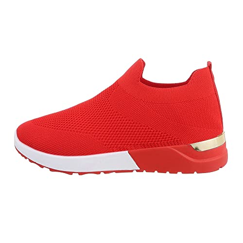 Ital Design Damenschuhe Freizeitschuhe Sneakers Low, TA-216-1-, Textil, Rot, Gr. 37 von Ital Design