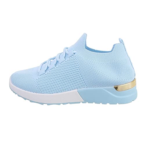 Ital Design Damenschuhe Freizeitschuhe Sneakers Low, TA-217-, Textil, Hellblau, Gr. 36 von Ital Design