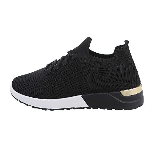 Ital Design Damenschuhe Freizeitschuhe Sneakers Low, TA-217-, Textil, Schwarz, Gr. 37 von Ital Design