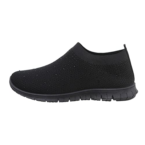 Ital Design Damenschuhe Freizeitschuhe Sneakers Low, TA-222-, Textil, Schwarz, Gr. 40 von Ital Design