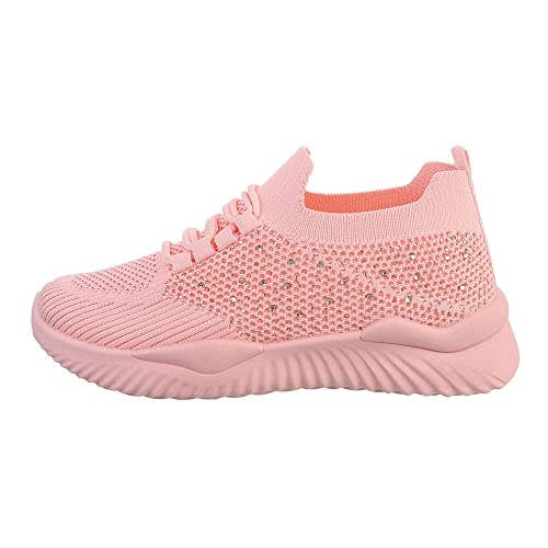 Ital Design Damenschuhe Freizeitschuhe Sneakers Low, TA-224-, Textil, Rosa, Gr. 37 von Ital Design