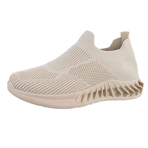 Ital Design Damenschuhe Freizeitschuhe Sneakers Low, TA-23-, Synthetik, Beige, Gr. 37 von Ital Design