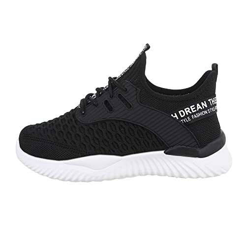 Ital Design Damenschuhe Freizeitschuhe Sneakers Low, TA-232-, Textil, Schwarz, Gr. 41 von Ital Design