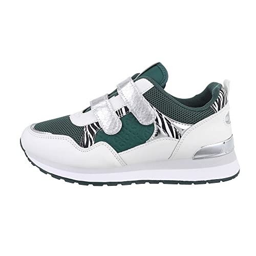 Ital Design Damenschuhe Freizeitschuhe Sneakers Low, US53-, Kunstleder, Grün Weiß, Gr. 39 von Ital Design