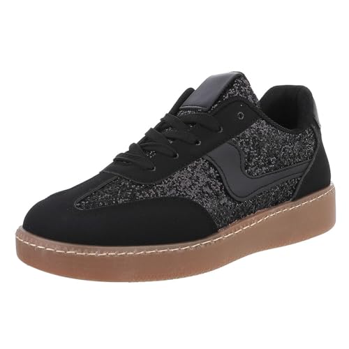 Ital Design Damenschuhe Freizeitschuhe Sneakers Low, YH40-, Kunstleder, Schwarz, Gr. 41 von Ital Design