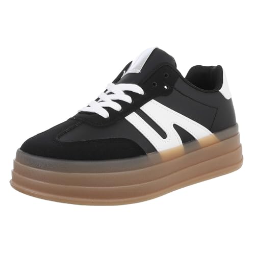Ital Design Damenschuhe Freizeitschuhe Sneakers Low, YY110-, Kunstleder, Schwarz, Gr. 39 von Ital Design