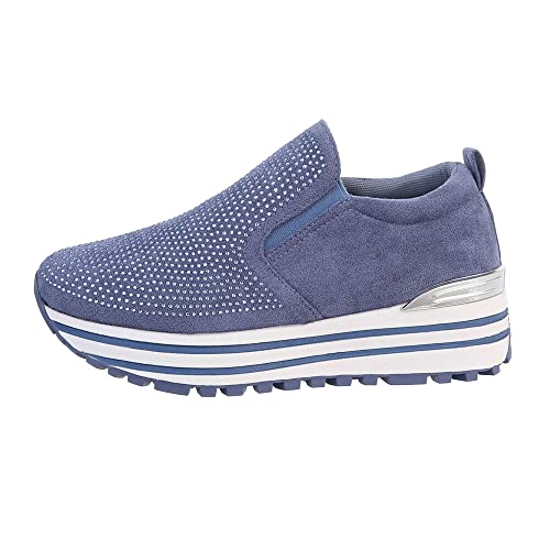 Ital Design Damenschuhe Freizeitschuhe Sneakers Low, YY68-, Kunstleder, Blau, Gr. 37 von Ital Design