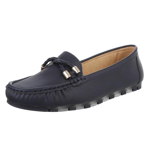 Ital Design Damenschuhe Halbschuhe Mokassins, 1738-, Kunstleder, Dunkelblau, Gr. 39 von Ital Design